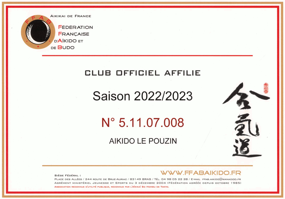 Certificat club FFAB 2019/2020